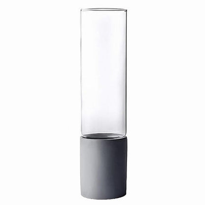 Vase Cylindrique Bi-Matière Transparent et Gris