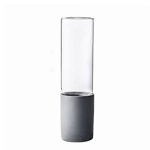 Vase Cylindrique Bi-Matière Transparent et Gris
