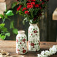 Vase Cylindrique Rétro Motif Floral Rouge