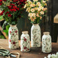 Vase Cylindrique Rétro Motif Floral Rouge