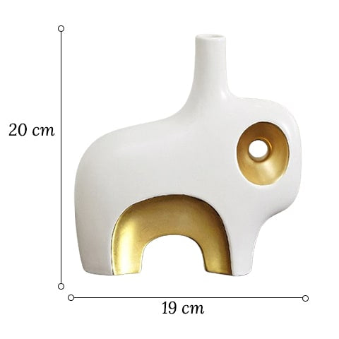 Vase de Luxe Art Abstrait Blanc et Doré