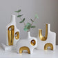 Vase de Luxe Art Abstrait Blanc et Doré