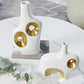 Vase de Luxe Art Abstrait Blanc et Doré