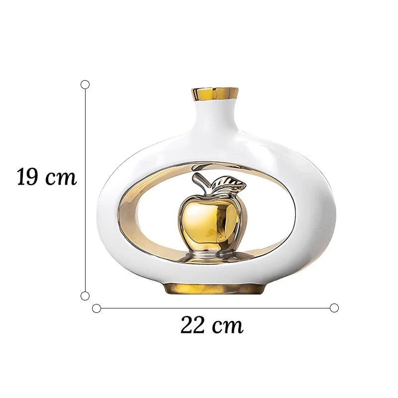 Vase de Luxe Contemporain Ikebana Blanc et Doré