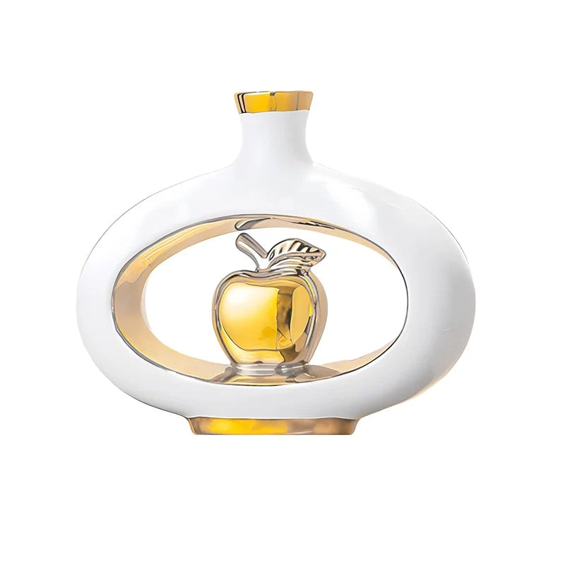 Vase de Luxe Contemporain Ikebana Blanc et Doré