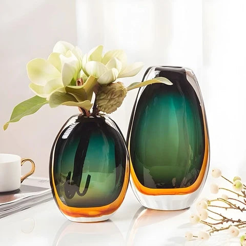 Vase de Luxe en Verre Soufflé Bicolore