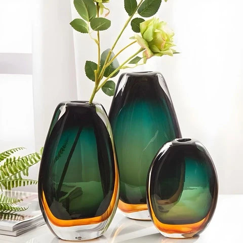 Vase de Luxe en Verre Soufflé Bicolore