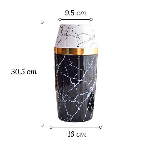 Vase de Luxe Moderne Marbré Cercle Doré