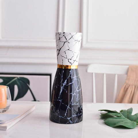Vase de Luxe Moderne Marbré Cercle Doré