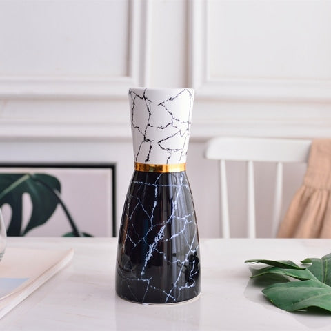 Vase de Luxe Moderne Marbré Cercle Doré