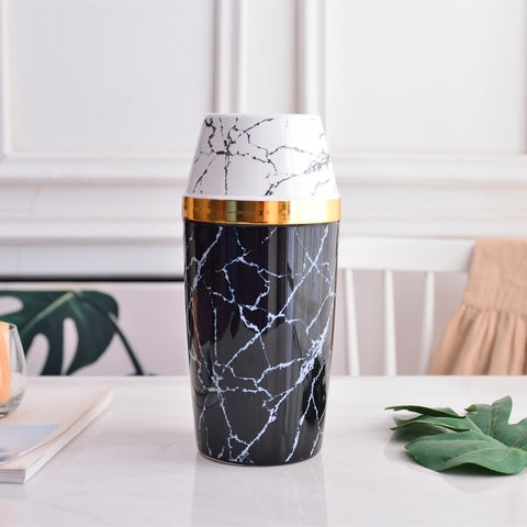 Vase de Luxe Moderne Marbré Cercle Doré