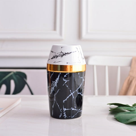 Vase de Luxe Moderne Marbré Cercle Doré