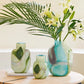 Vase Décoratif Effet Marbré Vert et Bleu