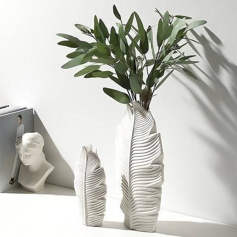 Vase Design Feuille d’Érable Blanc