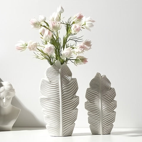 Vase Design Feuille d’Érable Blanc