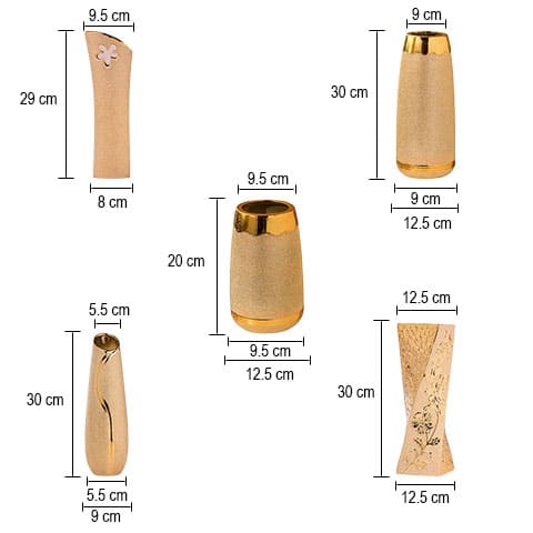 Vase Doré Ornements Floraux Forme Variée