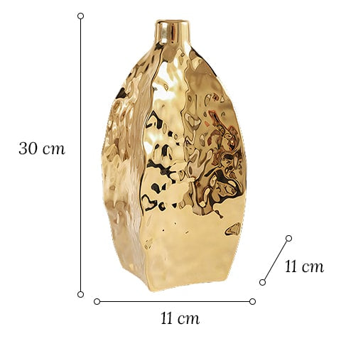 Vase Doré Relief Asymétrique