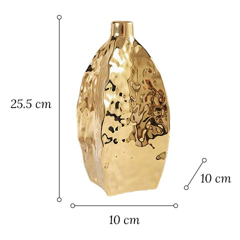 Vase Doré Relief Asymétrique
