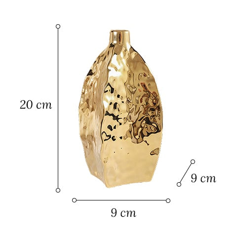 Vase Doré Relief Asymétrique