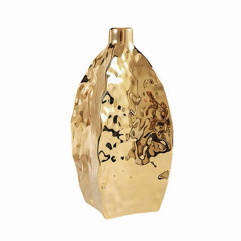 Vase Doré Relief Asymétrique
