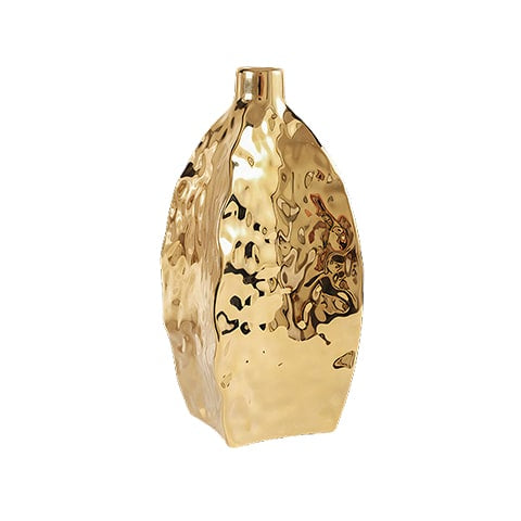 Vase Doré Relief Asymétrique
