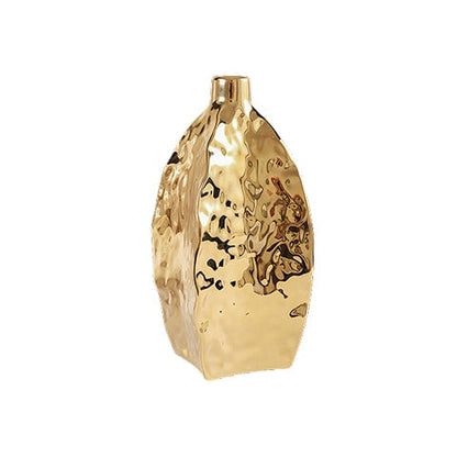 Vase Doré Relief Asymétrique