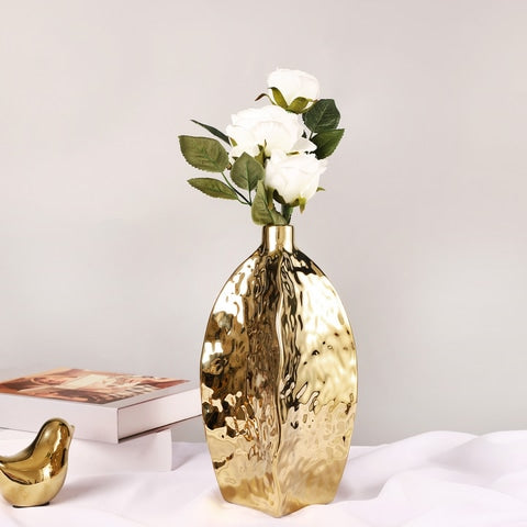Vase Doré Relief Asymétrique