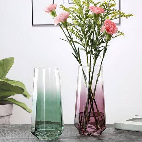 Vase Élégant Octogonal Coloré Translucide