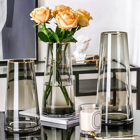 Vase en Verre Décoratif Liseré Doré