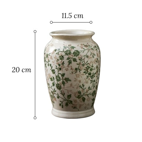 Vase d'Époque Motif Feuillages Verts