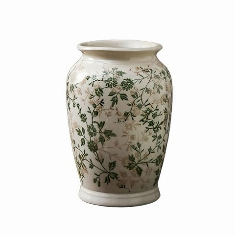 Vase d'Époque Motif Feuillages Verts