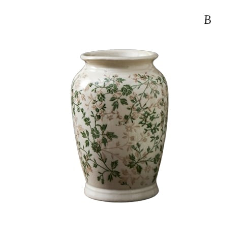 Vase d'Époque Motif Feuillages Verts