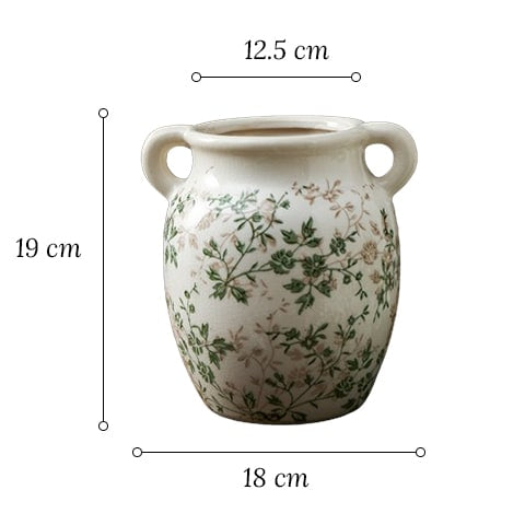 Vase d'Époque Motif Feuillages Verts