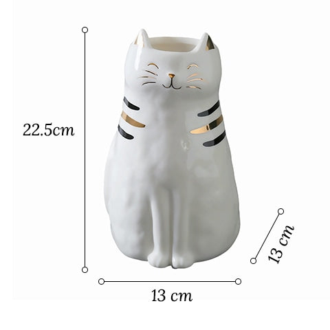 Vase Forme Chat Blanc