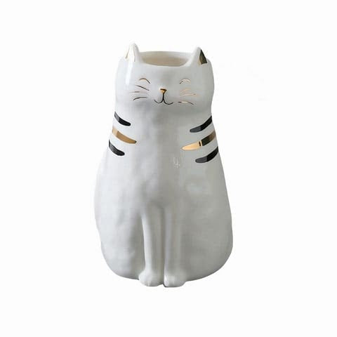 Vase Forme Chat Blanc