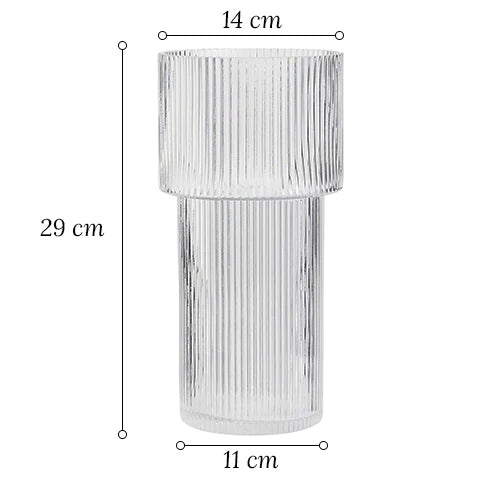 Vase Forme Torche Transparent Rayé