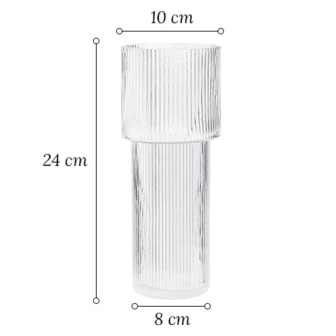 Vase Forme Torche Transparent Rayé