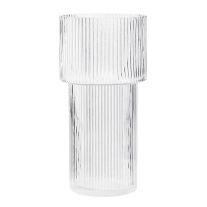 Vase Forme Torche Transparent Rayé