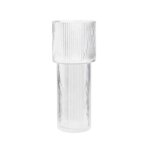 Vase Forme Torche Transparent Rayé