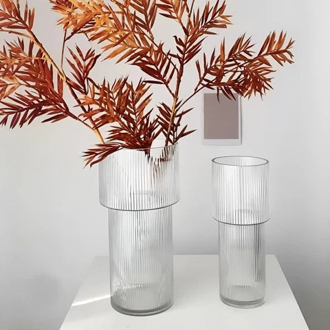 Vase Forme Torche Transparent Rayé