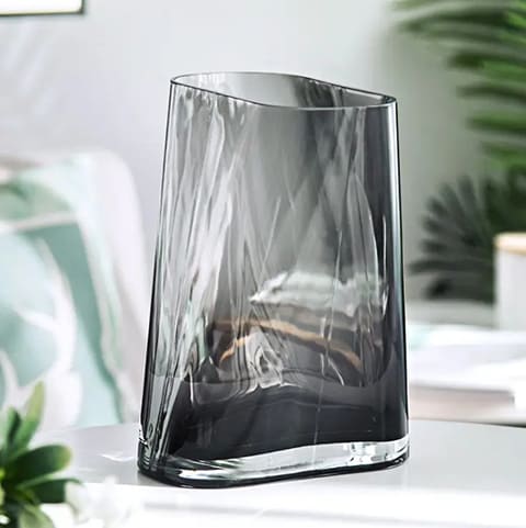 Vase Géométrique Translucide Gris Fumé