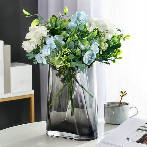 Vase Géométrique Translucide Gris Fumé