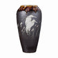 Vase Gris Anthracite Motif Oiseaux Blancs