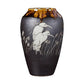 Vase Gris Anthracite Motif Oiseaux Blancs