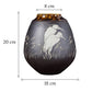 Vase Gris Anthracite Motif Oiseaux Blancs