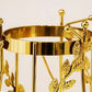Vase Longiligne Transparent Cerclage Feuilles Dorées