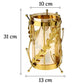 Vase Longiligne Transparent Cerclage Feuilles Dorées