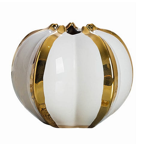 Vase Luxueux Blanc Brillant Orné de Doré