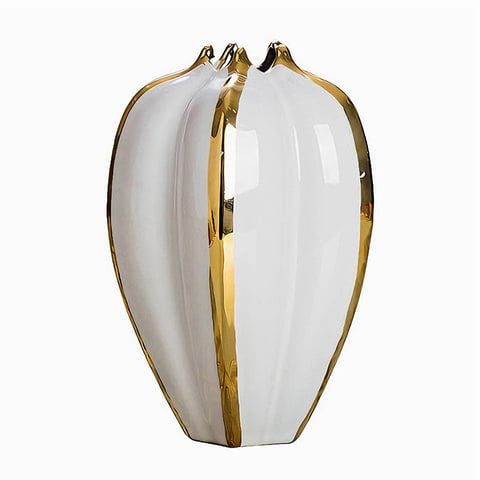 Vase Luxueux Blanc Brillant Orné de Doré
