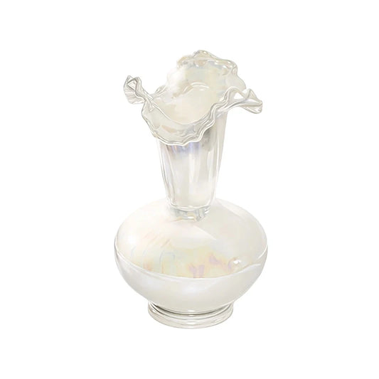 Vase Luxueux Design Raffiné Rond Col Ondulé Nacré